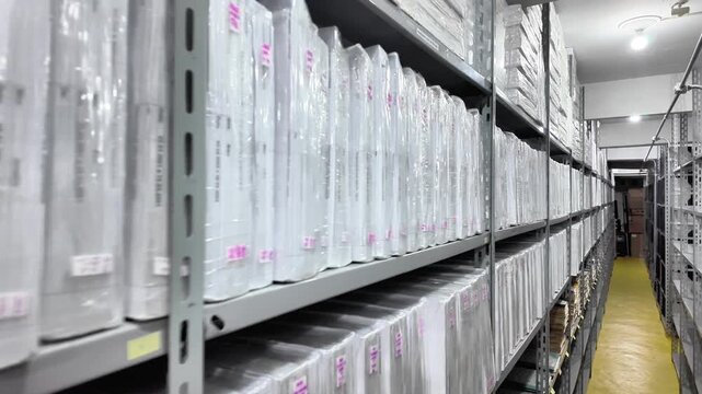 Archive Shelves with Black Binders in Registry Office Document Storage