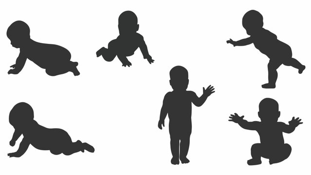 Baby Silhouettes in Various Poses.