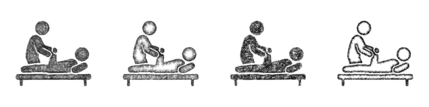 Sketch physical therapy icon design set