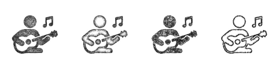 Naklejka premium Sketch music therapy icon design set