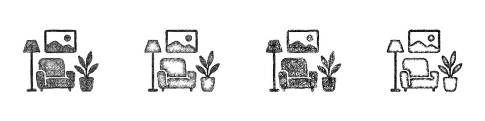 Fototapeta premium Sketch therapy room icon design set