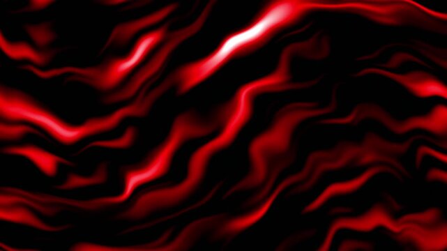 Fiery red waves pulse across a black void. Light reflects off molten, flowing surfaces. Movement feels intense and organic.