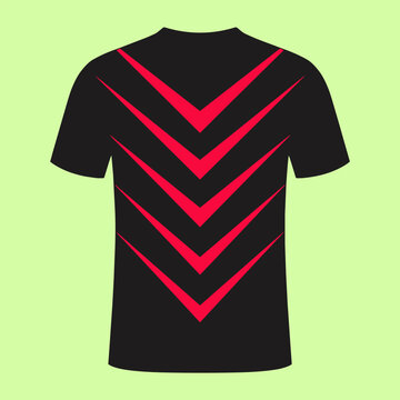 Black t-shirt with red chevron pattern design