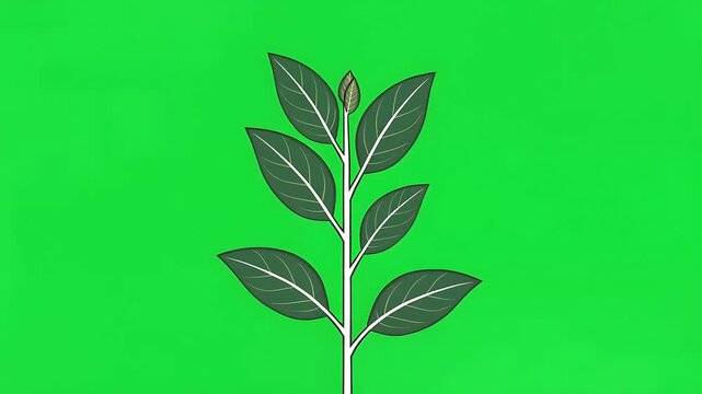 Green Plant Leaves Cartoon Illustration