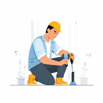 Man using a power drill tool.