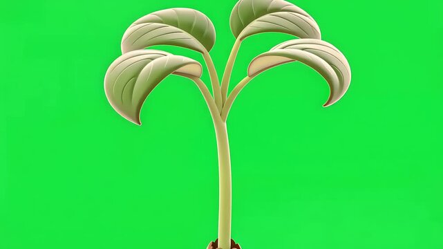Tropical Green Plant Cartoon Illustration