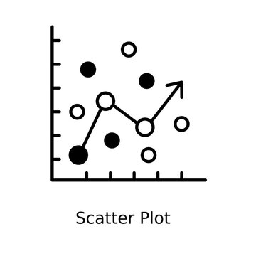 Scatter Plot Graph Icon. Classic scatter plot diagram with dots and trend line.
