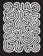Fototapeta premium Abstract Organic Maze Line Wall Art, Minimalist White Curvy Lines on Orange Background, Modern Boho Abstract Poster Print