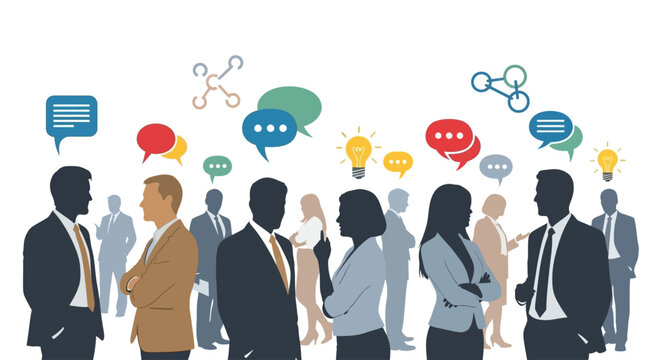 Business people standing in a group.