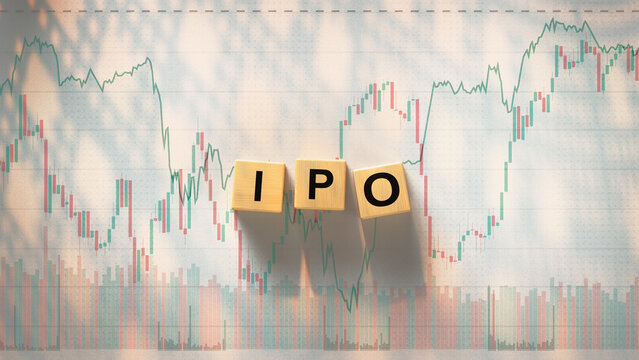 IPO Initial Public Offering on Financial Stock Market Chart 3D render