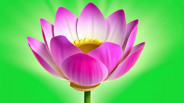 Pink Lotus Flower Cartoon Illustration
