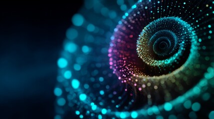 Fototapeta premium Cosmic Spiral of Light: Mesmerizing Nebula-Like Formation with Glowing Particles