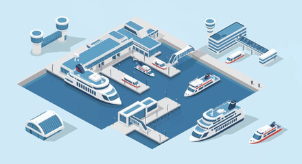 Maritime transportation and travel infrastructure. © Syakilla