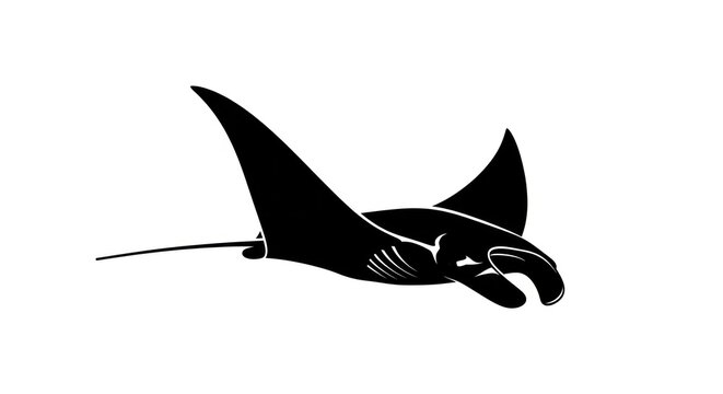 Black silhouette of a manta ray.