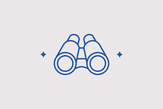 Binoculars line icon for market research and identifying investment opportunities. Visionary vector illustration for financial planning and business forecasting.