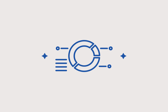 Financial distribution pie chart line icon for budget allocation and portfolio diversification. Analytical vector illustration for business statistics and annual reports.