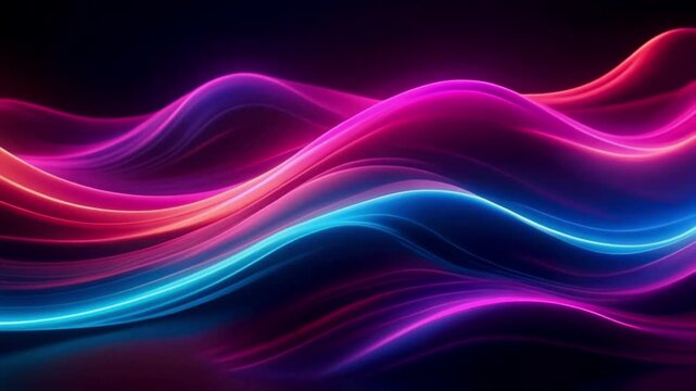 IMAX Macro of Ultra Smooth Neon Gradient Waves Flowing Horizontally 4K Loop