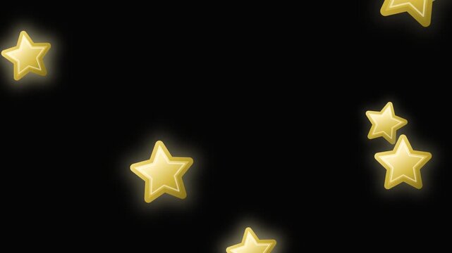 Golden star icons floating in a dark space with a soft outer glow for gamification rewards and achievement milestones