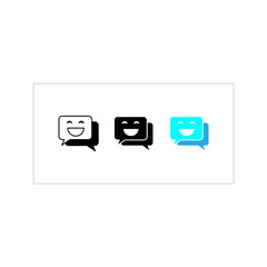 Fototapeta premium Smiling chat bubble icon set. in modern outline style. Ideal for messaging apps, communication platforms, customer support, and social media projects.