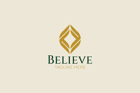 Luxury Abstract Diamond and Gold Leaf Logo Design