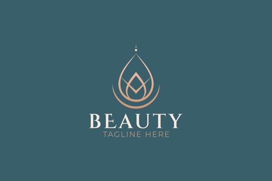 Elegant Lotus Water Drop Beauty Logo Design