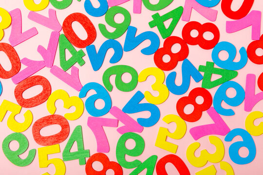 Background of numbers. Number wood block cubes for learning Mathematic, education math concept. childhood education. numbers kids. Numbers texture. Finance data concept. pattern with numbers. financia