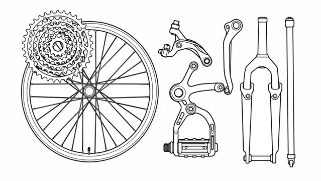 Bicycle parts and accessories closeup.