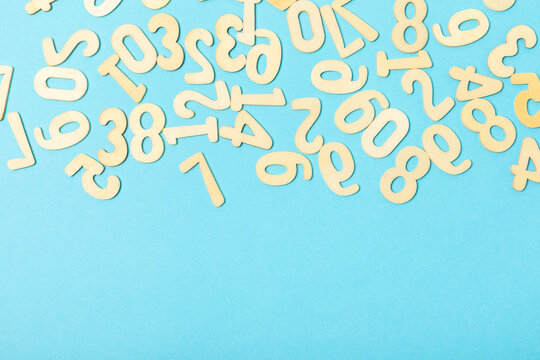 Background of numbers. Number wood block cubes for learning Mathematic, education math concept. childhood education. numbers kids. Numbers texture. Finance data concept. pattern with numbers. financia
