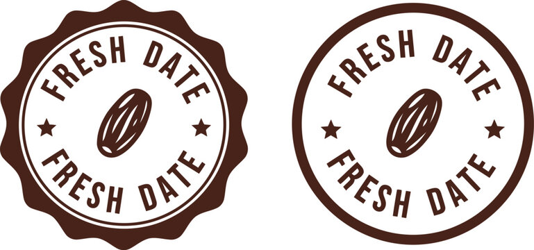 Fresh Date Badge Vector Icons for Organic Food Packaging and Natural Product Labels