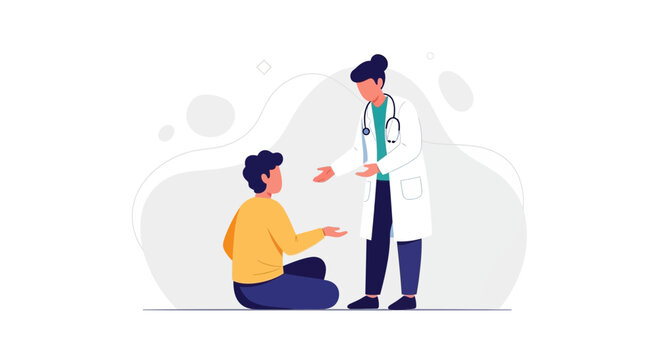 Doctor offering support to a patient seated on the floor