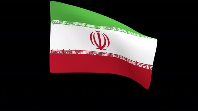 Flag of Iran &ndash; 3d render looped with alpha channel.