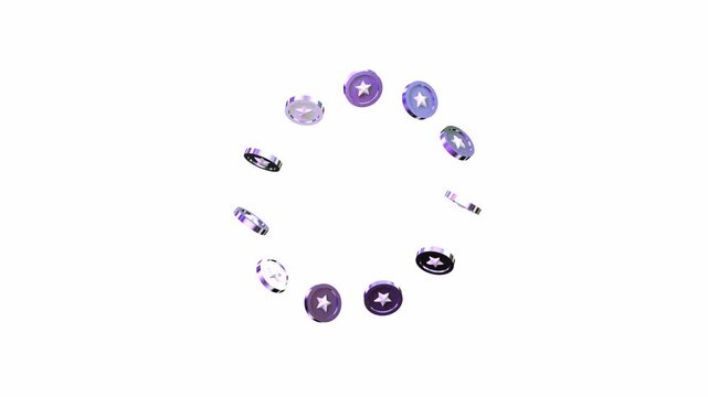 Floating digital stars circle arranged in a ring formation with iridescent metallic textures for reward achievement and loyalty program branding concepts