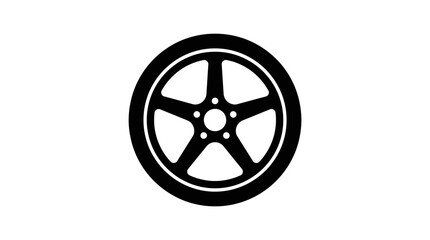 Fototapeta premium Wheel silhouette on a white background automotive tire design
