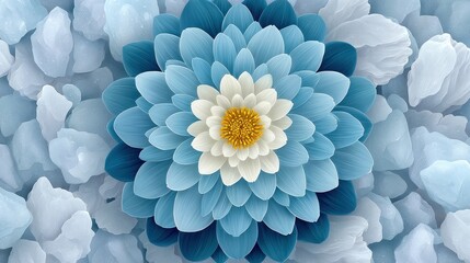 Obraz premium Blue Flower Petals on Soft Background of Light Blue Textures