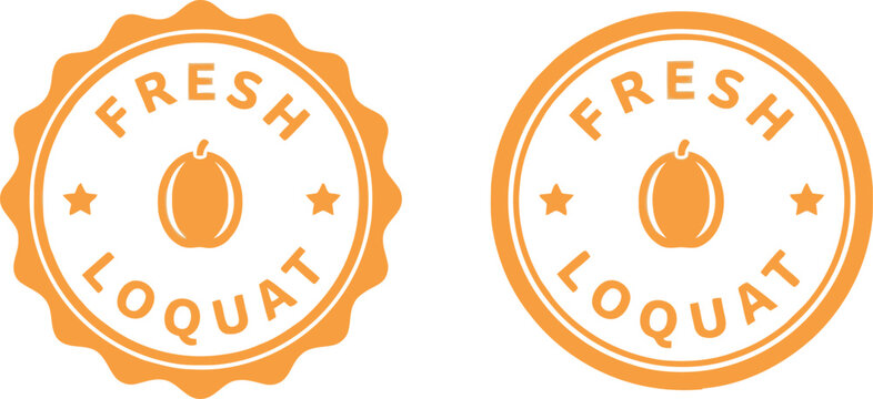 Fresh Loquat Badge Vector Set in Orange for Organic Fruit Labels and Packaging Design