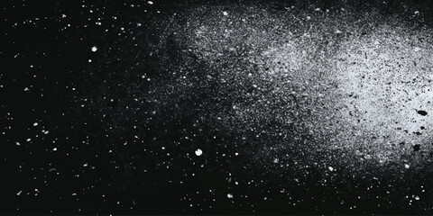 Rain drops on the window reflect a dark starry night sky where a cold blue nebula glows like cosmic dust across the abstract universe © hossain