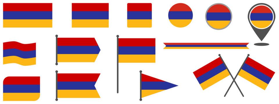 Vector set of armenia flag.