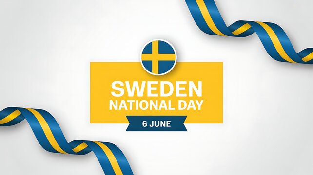 Sweden national day celebration with flag and ribbons