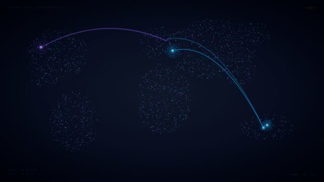 Vibrant blue lines pulse across dark space