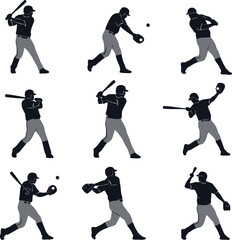Baseball player hitting poses Vector © Masud Crafts