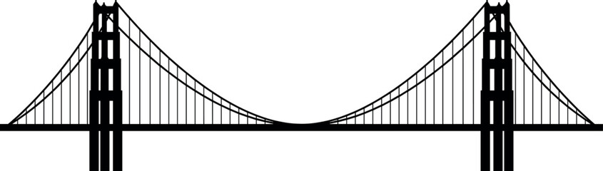 Fototapeta premium Silhouette of the golden gate bridge in san francisco isolated on white background
