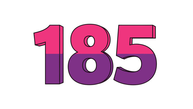 3D Number 185 Illustration with Pink and Purple Split Color Isolated on White Background for Graphic Design