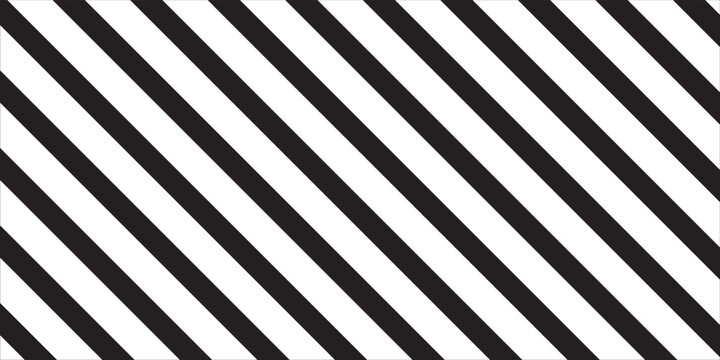 Repeated black diagonal lines on white background. Slanted parallel stripes pattern. Tilted striped print. Angled streaks wallpaper. Abstract minimalistic design. Vector graphic illustration.