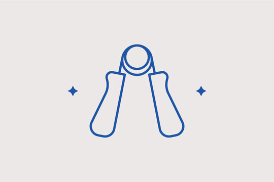 Hand grip strengthener line icon for forearm training and rehabilitation exercises. Practical vector illustration for gym equipment stores and physiotherapy guides.