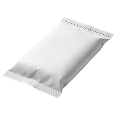 Naklejka premium Blank white food snack sachet packaging isolated on transparent background