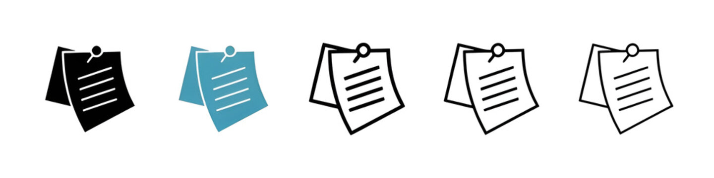 Note sticky black liner icon collection. Thin line customizable illustration. Contour symbol. Vector isolated outline drawing. Editable stroke