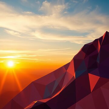 Abstract geometric dawn, love's blue horizon, hinting at future's vibrant assurance,  dutch angle,  pattern