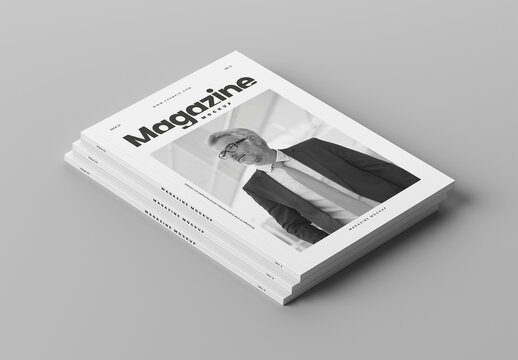 Magazine Cover with Spine Mockup