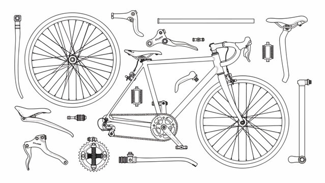 Detailed bicycle parts and components.