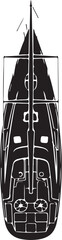 Sailing yacht, boat deck plan, nautical vector, sailboat design © Momina
